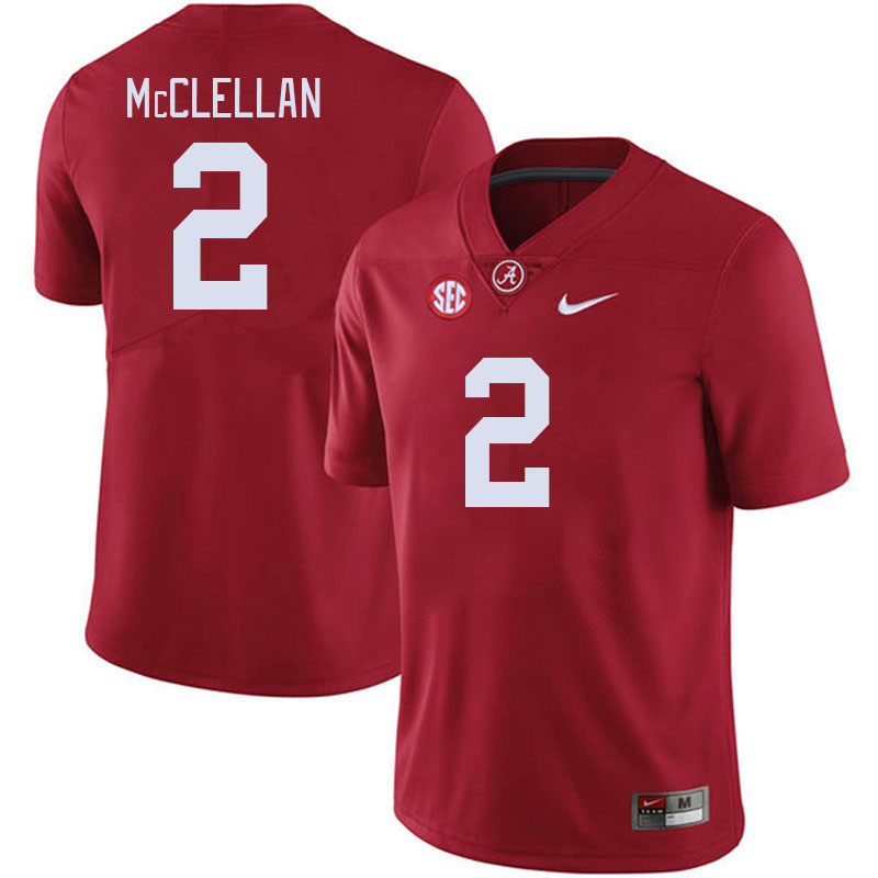 Men #2 Jase McClellan Alabama Crimson Tide College Footabll Jerseys Stitched-Crimson